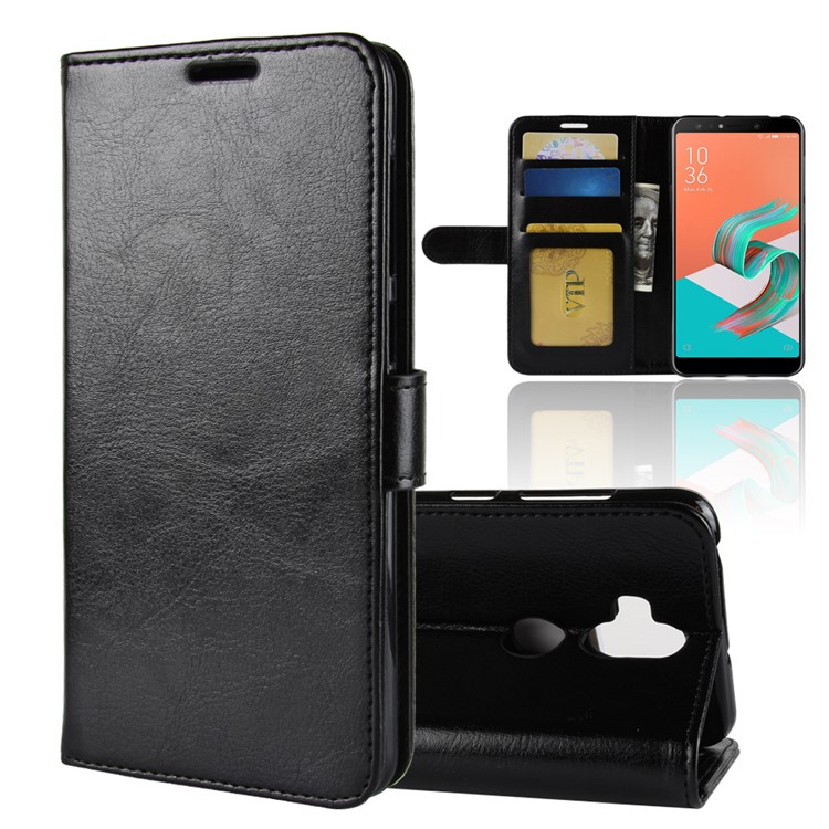 Crazy Horse Vertical Leather Mobile Case with Card Holder for Asus Zenfone 5 Lite ZC600KL - Black-1