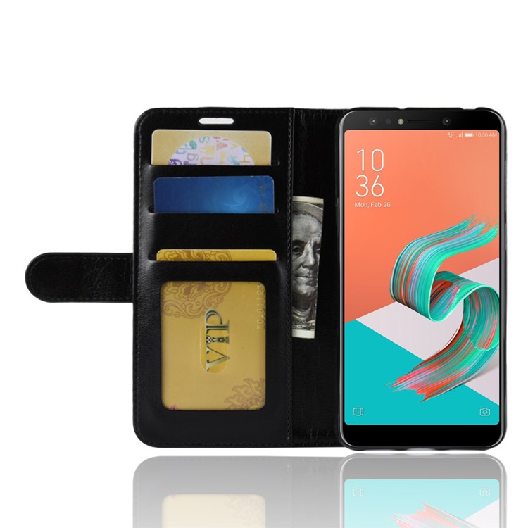 Crazy Horse Vertical Leather Mobile Case with Card Holder for Asus Zenfone 5 Lite ZC600KL - Black-5