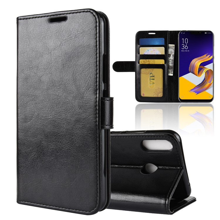 Crazy Horse Texture Wallet Stand Leather Phone Case for Asus Zenfone 5 ZE620KL - Black-1
