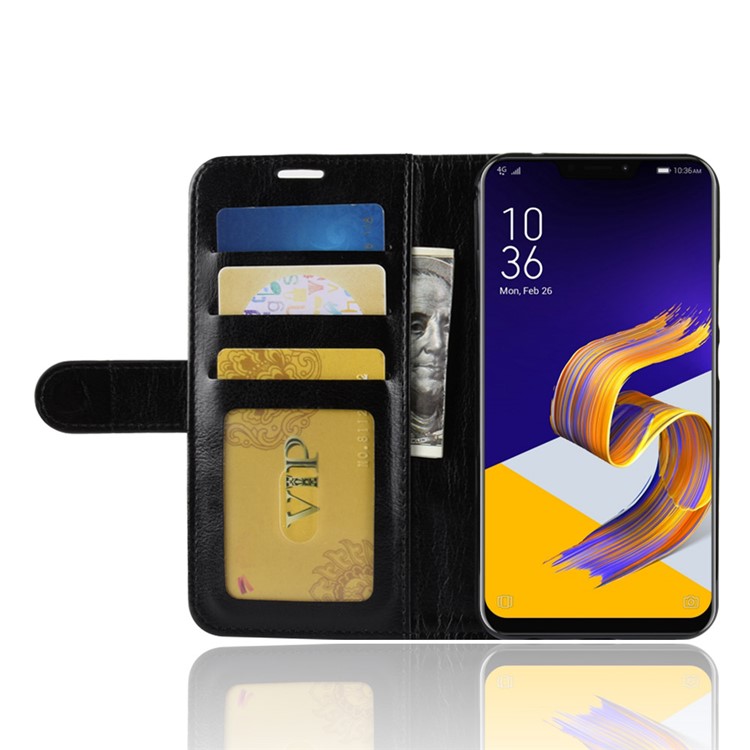 Crazy Horse Texture Wallet Stand Leather Phone Case for Asus Zenfone 5 ZE620KL - Black-6