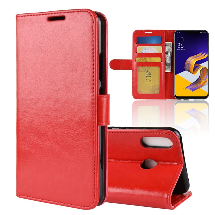Crazy Horse Texture Wallet Stand Leather Phone Shell for Asus Zenfone 5 ZE620KL - Red-1