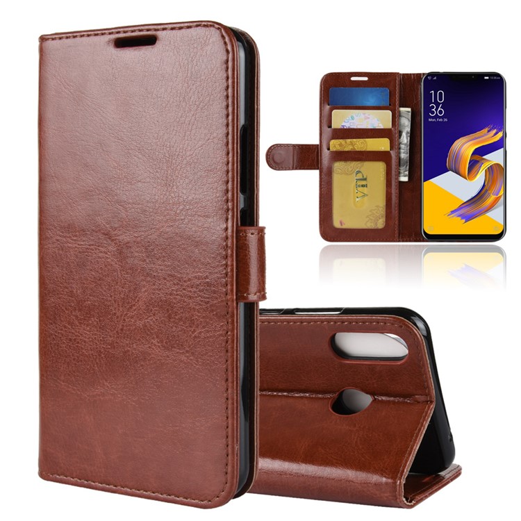 Crazy Horse Texture Wallet Stand Leather Case Accessory for Asus Zenfone 5 ZE620KL - Brown-1
