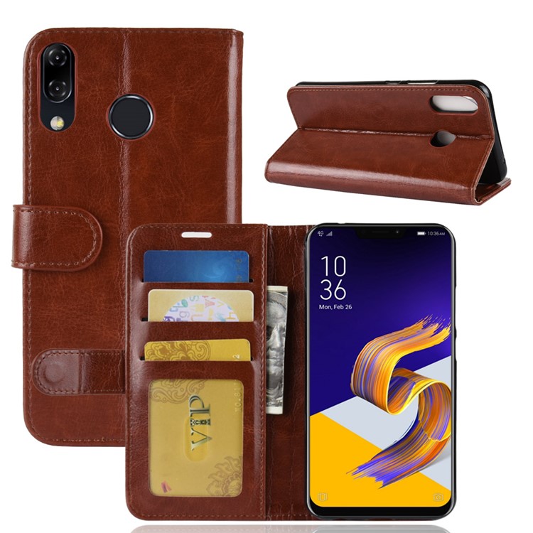 Crazy Horse Texture Wallet Stand Leather Case Accessory for Asus Zenfone 5 ZE620KL - Brown-2
