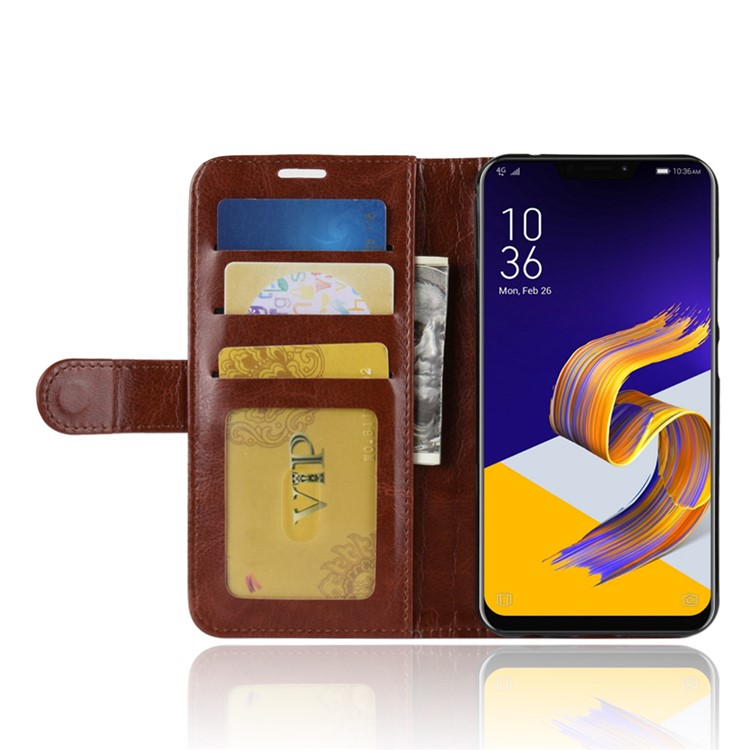 Crazy Horse Texture Wallet Stand Leather Case Accessory for Asus Zenfone 5 ZE620KL - Brown-4