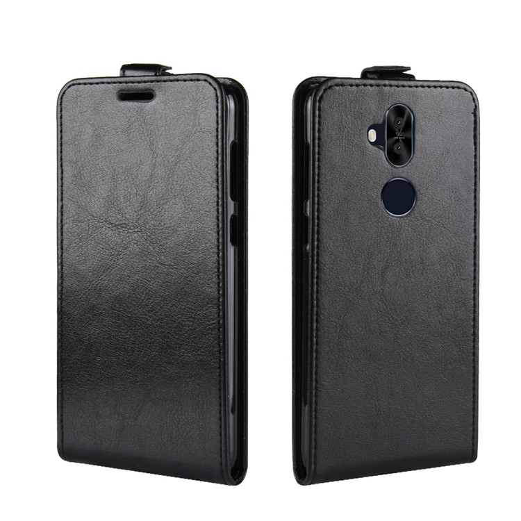 Crazy Horse Vertical Flip Card Holder Leather Case for Asus Zenfone 5 Lite ZC600KL - Black-2