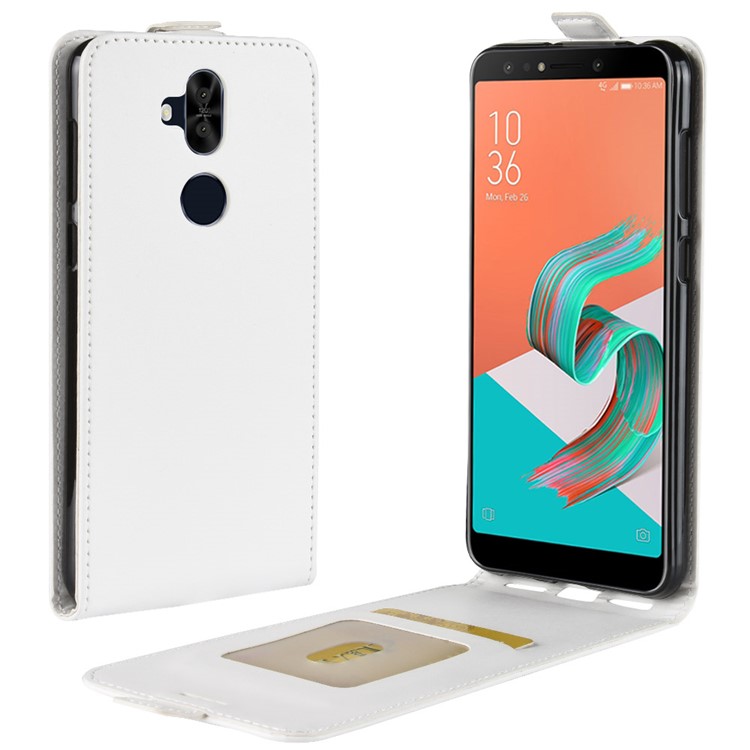 Crazy Horse Vertical Flip Card Holder Leather Cover for Asus Zenfone 5 Lite ZC600KL - White-1