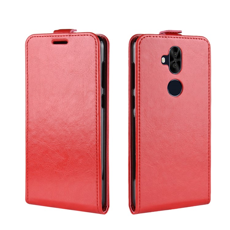 Crazy Horse Vertical Flip Card Holder Leather Shell for Asus Zenfone 5 Lite ZC600KL - Red-2