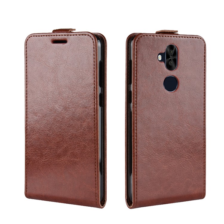 Crazy Horse Vertical Flip Card Holder Leather Phone Case for Asus Zenfone 5 Lite ZC600KL - Brown-2