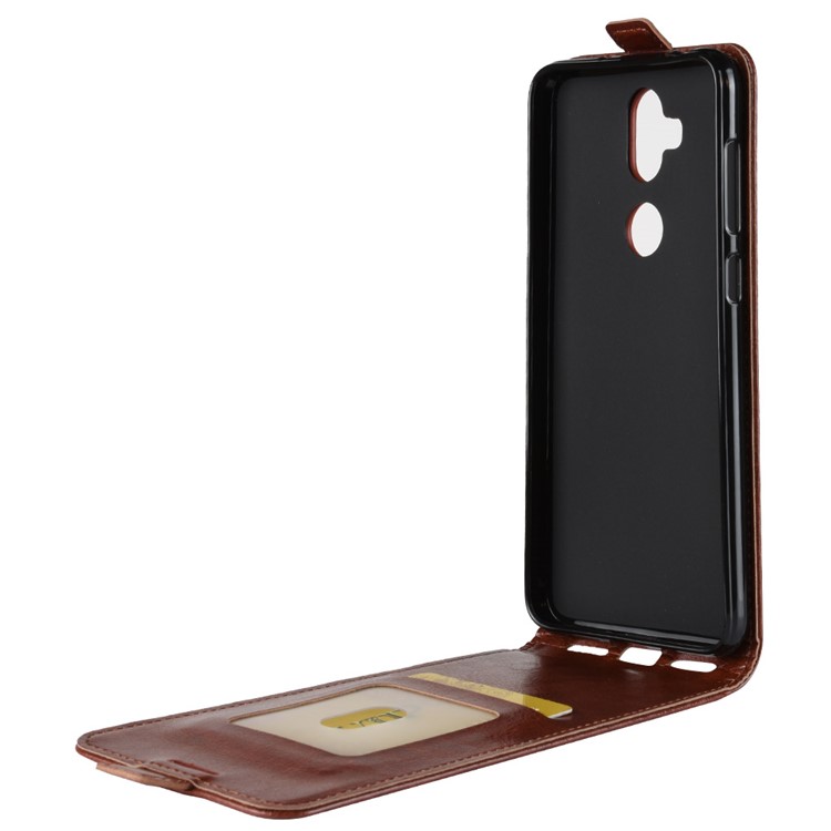 Crazy Horse Vertical Flip Card Holder Leather Phone Case for Asus Zenfone 5 Lite ZC600KL - Brown-9