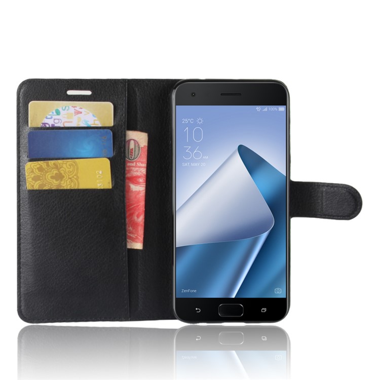Litchi Texture Wallet Stand Leather Case for Asus ZenFone 4 Pro (ZS551KL) - Black-4