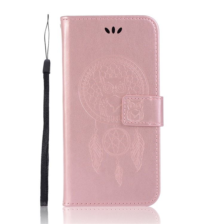 Imprint Owl Dream Catcher Pattern Wallet Leather Shell for Asus Zenfone 5Z ZS620KL - Rose Gold-2