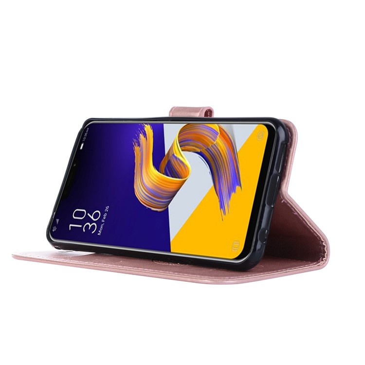Imprint Owl Dream Catcher Pattern Wallet Leather Shell for Asus Zenfone 5Z ZS620KL - Rose Gold-6