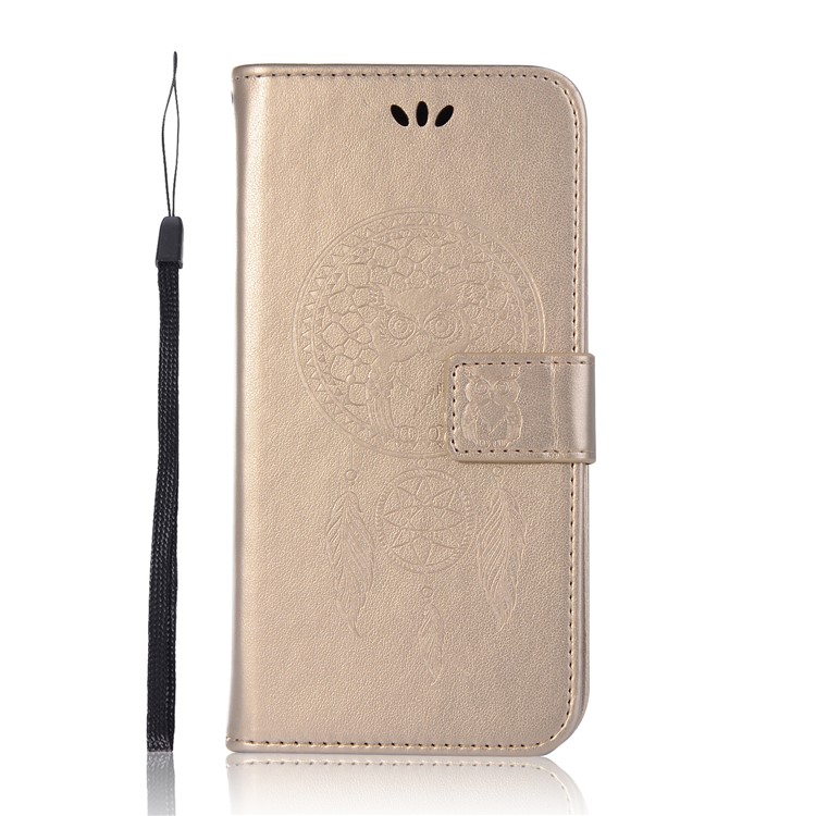 Imprint Owl Dream Catcher Pattern PU Leather Wallet Stand Phone Case for Asus Zenfone 5Z ZS620KL - Gold-2