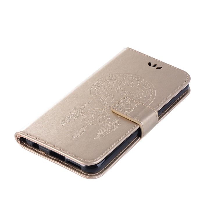 Imprint Owl Dream Catcher Pattern PU Leather Wallet Stand Phone Case for Asus Zenfone 5Z ZS620KL - Gold-7