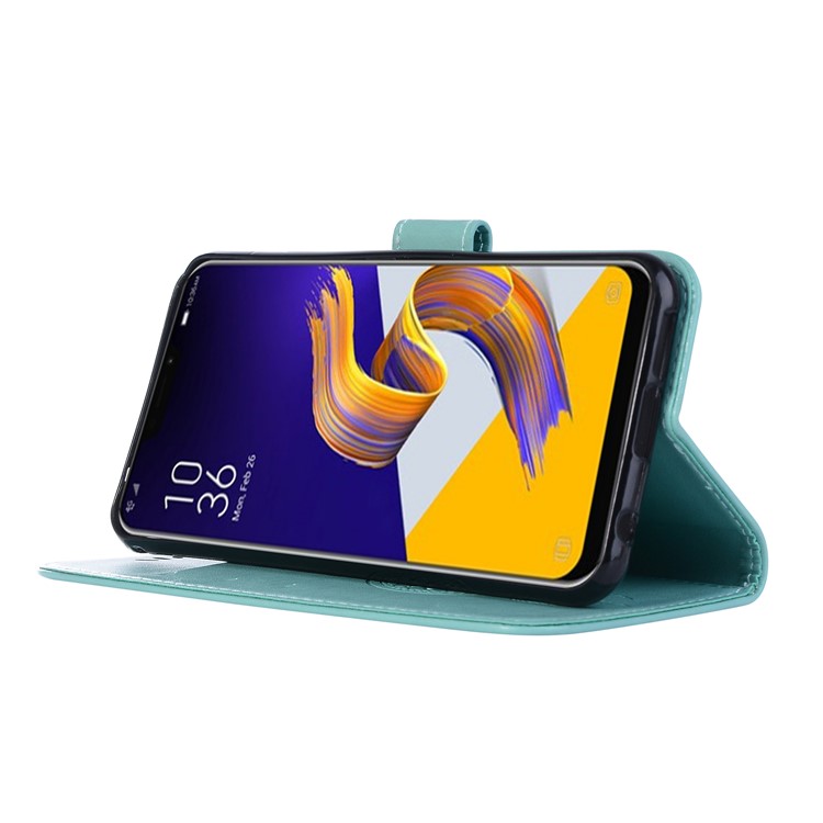 Imprint Owl Dream Catcher Pattern Leather Stand Wallet Phone Cover for Asus Zenfone 5Z ZS620KL - Cyan-6