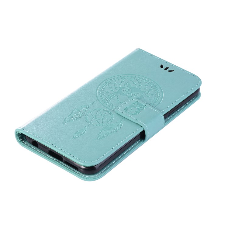 Imprint Owl Dream Catcher Pattern Leather Stand Wallet Phone Cover for Asus Zenfone 5Z ZS620KL - Cyan-7