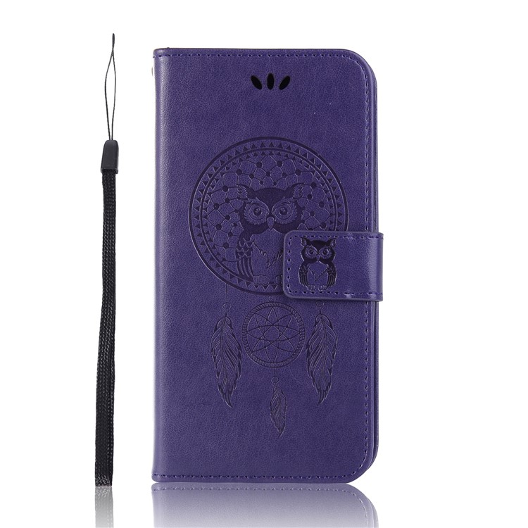 Imprint Owl Dream Catcher Pattern PU Leather Mobile Casing for Asus Zenfone 5Z ZS620KL - Purple-2