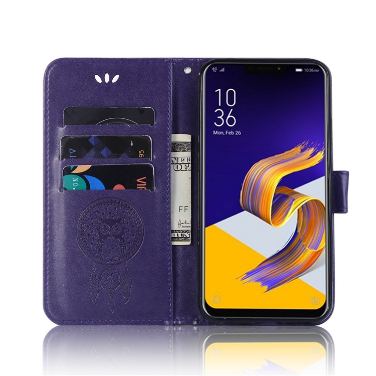 Imprint Owl Dream Catcher Pattern PU Leather Mobile Casing for Asus Zenfone 5Z ZS620KL - Purple-4