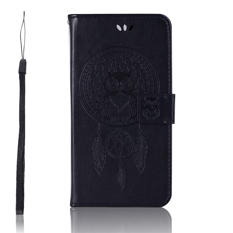 Imprint Owl Dream Catcher Pattern Leather Wallet Case for Asus Zenfone 5 Lite ZC600KL - Black-2