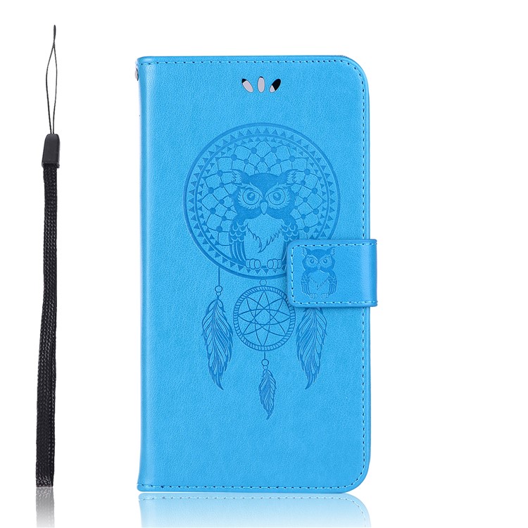 Imprint Owl Dream Catcher Pattern Wallet Leather Stand Phone Shell for Asus Zenfone 5 Lite ZC600KL - Blue-2