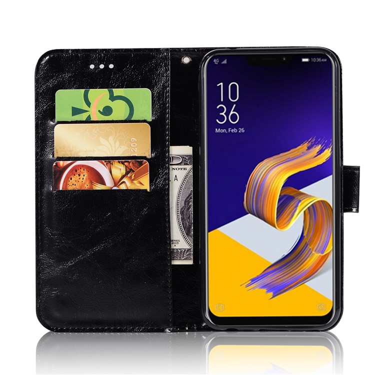 Premium Vintage Leather Wallet Case for Asus Zenfone 5Z ZS620KL - Black-4