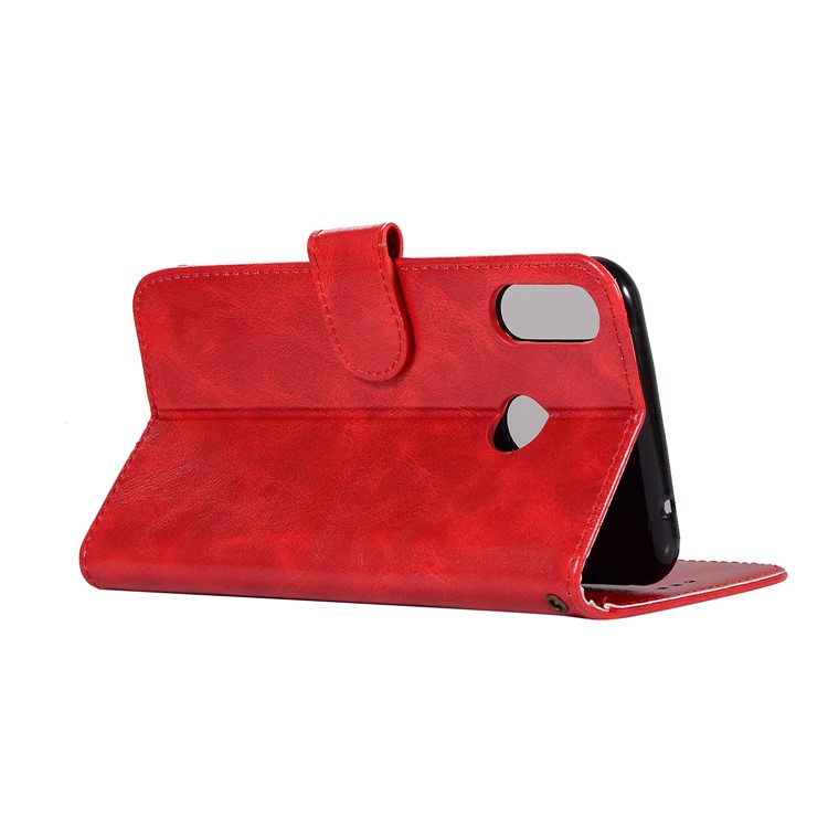 Premium Vintage Leather Wallet Case Phone Shell for Asus Zenfone 5Z ZS620KL - Red-6