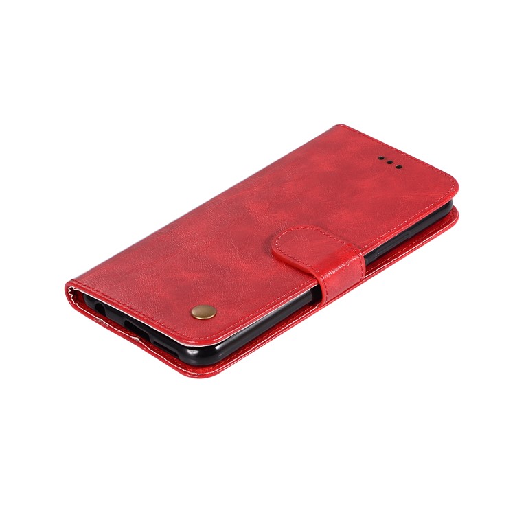 Premium Vintage Leather Wallet Case Phone Shell for Asus Zenfone 5Z ZS620KL - Red-7