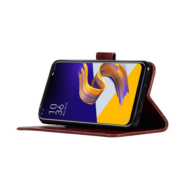 Premium Vintage Leather Stand Case with Card Slots for Asus Zenfone 5Z ZS620KL - Wine Red-5
