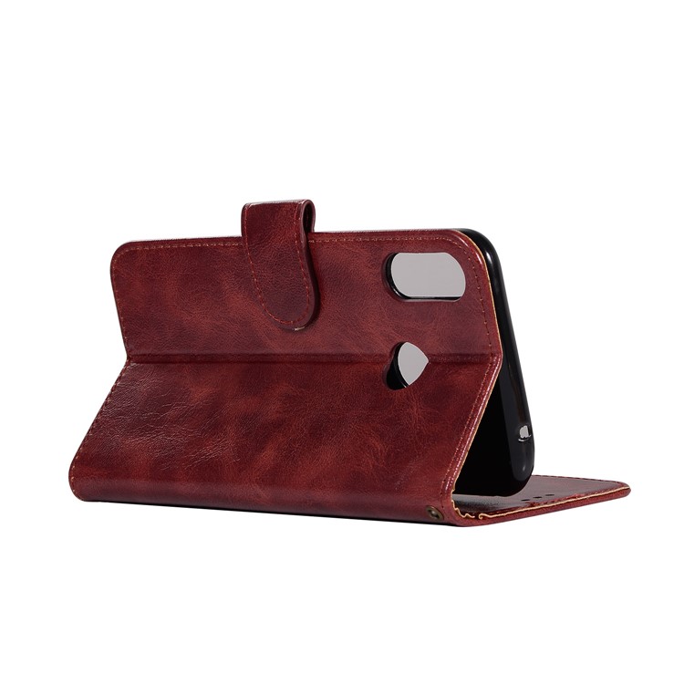 Premium Vintage Leather Stand Case with Card Slots for Asus Zenfone 5Z ZS620KL - Wine Red-6