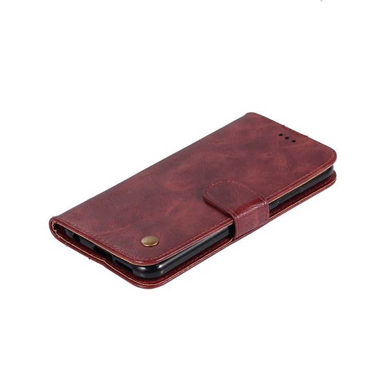 Premium Vintage Leather Stand Case with Card Slots for Asus Zenfone 5Z ZS620KL - Wine Red-7