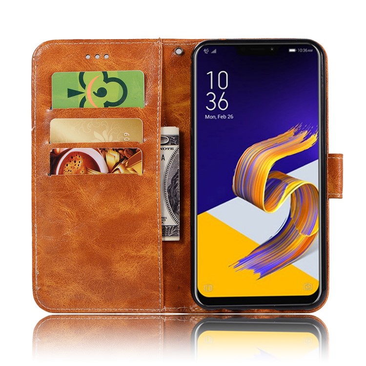Premium Vintage Leather Stand Cover with Card Slots for Asus Zenfone 5Z ZS620KL - Brown-4