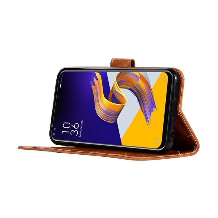 Premium Vintage Leather Stand Cover with Card Slots for Asus Zenfone 5Z ZS620KL - Brown-5