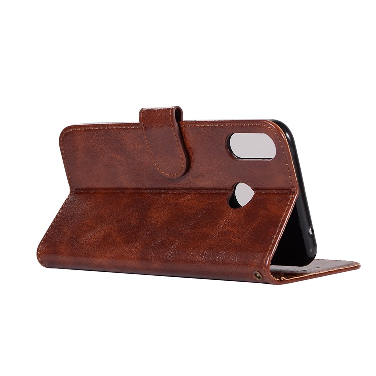 Premium Vintage Leather Wallet Case with Stand for Asus Zenfone 5Z ZS620KL - Coffee-6
