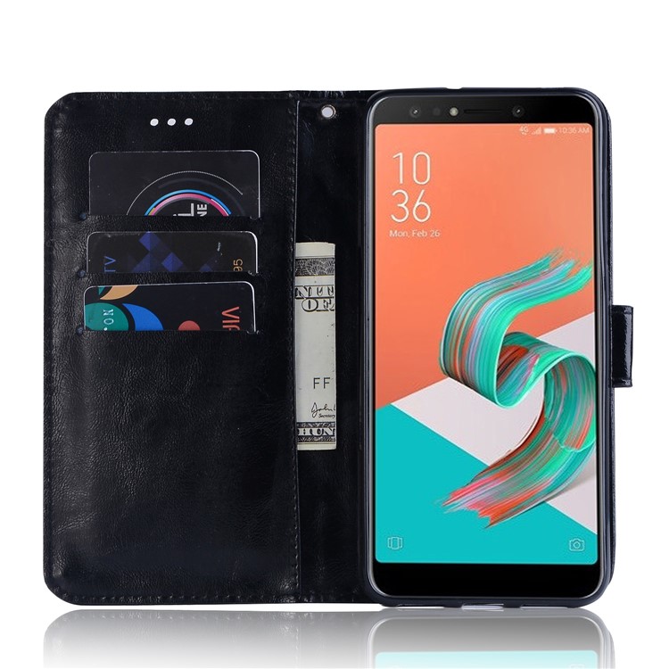 Premium Vintage Leather Wallet Case for Asus Zenfone 5 Lite ZC600KL - Black-4