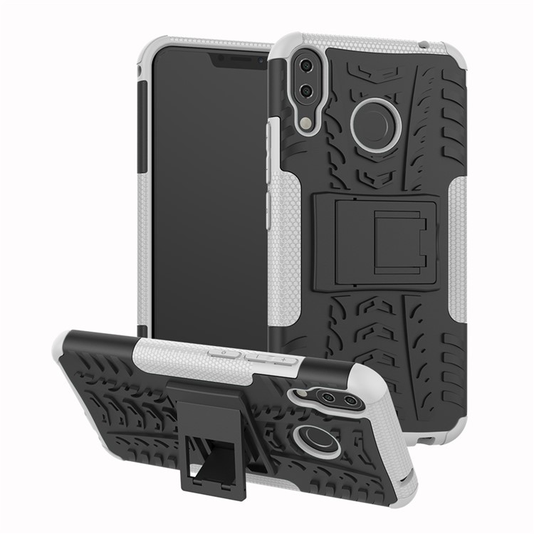 Capa Híbrida Antiderrapante PC + Silicone Com Suporte Para Asus Zenfone 5Z ZS620KL / 5 ZE620KL - Branco-1