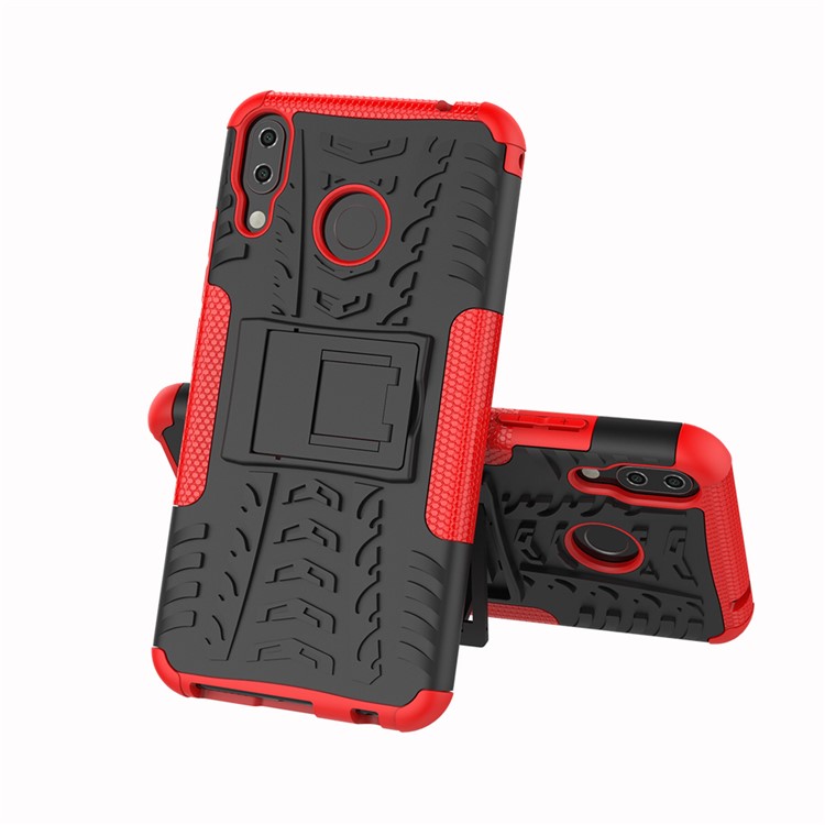 Caso De Telefone Híbrido Antiderrapante PC + Silicone Com Suporte Para Asus Zenfone 5Z ZS620KL / 5 ZE620KL - Vermelho-2