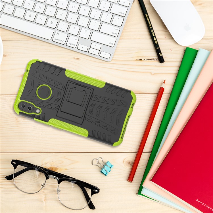 Anti-slip PC + Silicone Combo Cover Case with Kickstand for Asus Zenfone 5Z ZS620KL / 5 ZE620KL - Green-3