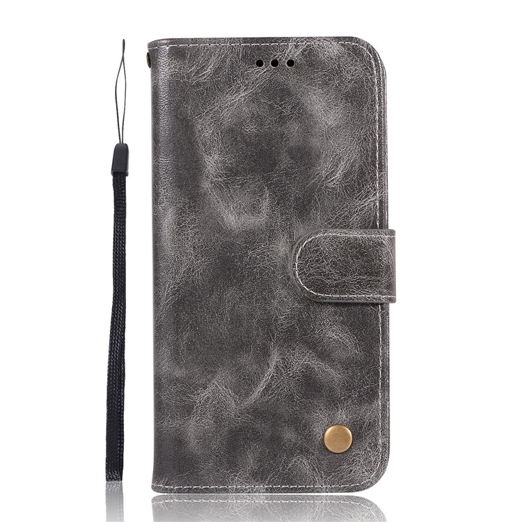 Premium Vintage Leather Wallet Casing for Asus Zenfone Max (M1) ZB555KL - Grey-2