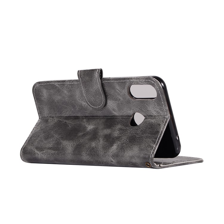 Premium Vintage Leather Wallet Casing for Asus Zenfone Max (M1) ZB555KL - Grey-6