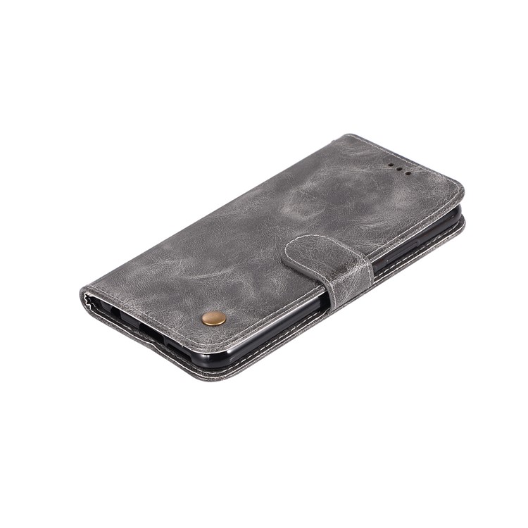 Premium Vintage Leather Wallet Casing for Asus Zenfone Max (M1) ZB555KL - Grey-7