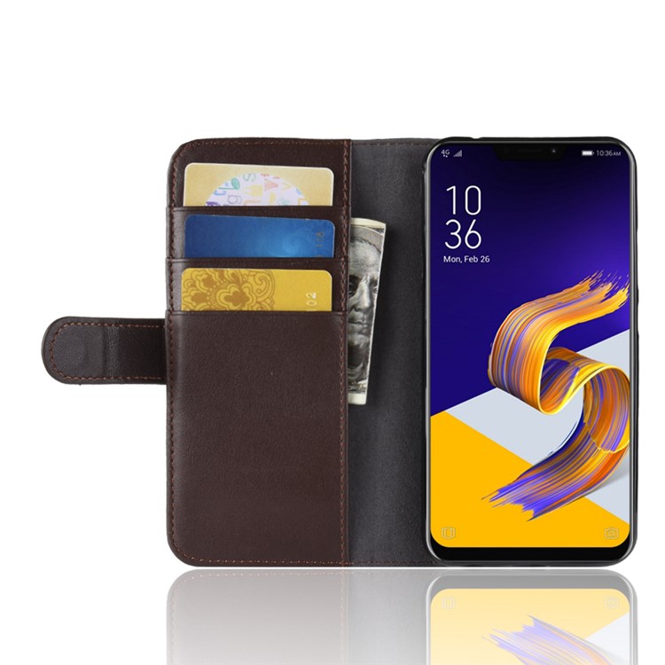 For Asus Zenfone 5 ZE620KL Genuine Split Leather Wallet Stand Mobile Protective Cover Case - Brown-6