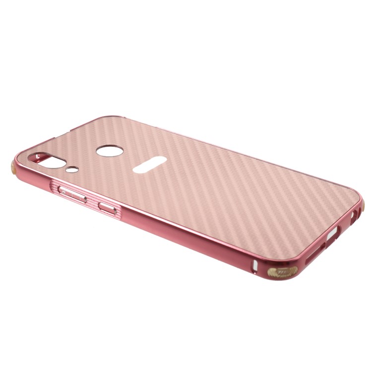 Drop-proof Slide-on Aluminium Alloy Frame + Carbon Fiber Texture PC Protection Mobile Shell for Asus Zenfone 5 ZE620KL - Rose Gold-2