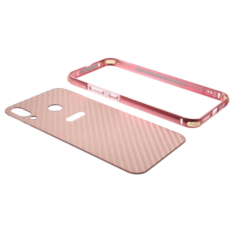 Drop-proof Slide-on Aluminium Alloy Frame + Carbon Fiber Texture PC Protection Mobile Shell for Asus Zenfone 5 ZE620KL - Rose Gold-5