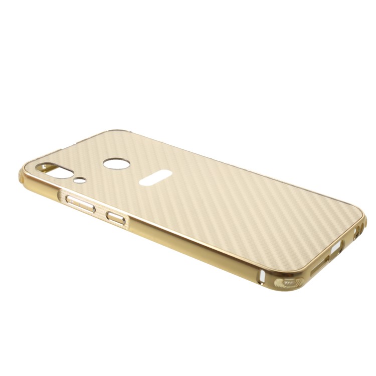 Drop-proof Slide-on Aluminium Alloy Frame + Carbon Fiber Texture PC Back Case for Asus Zenfone 5 ZE620KL - Gold-2