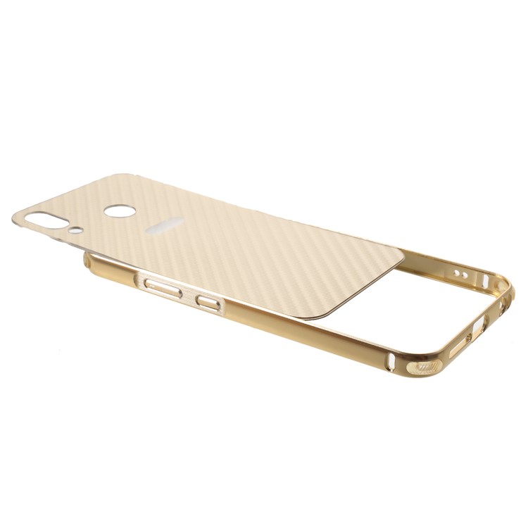 Drop-proof Slide-on Aluminium Alloy Frame + Carbon Fiber Texture PC Back Case for Asus Zenfone 5 ZE620KL - Gold-3