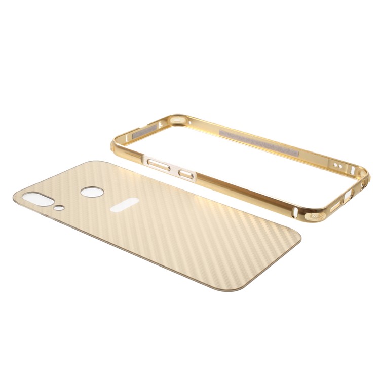 Drop-proof Slide-on Aluminium Alloy Frame + Carbon Fiber Texture PC Back Case for Asus Zenfone 5 ZE620KL - Gold-4