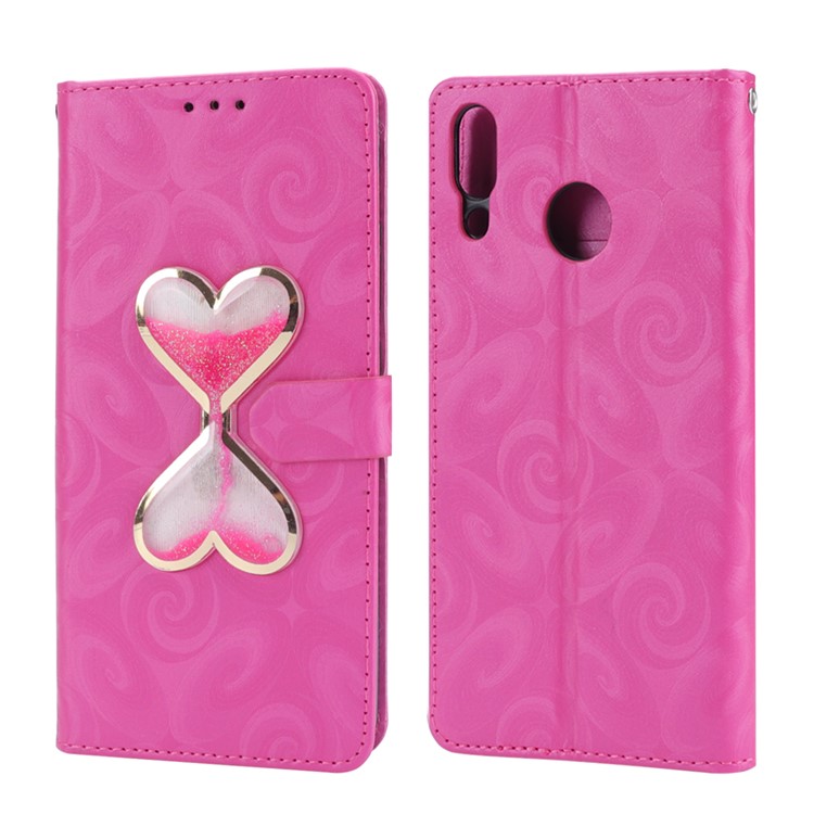 Love Heart Hourglass Quicksand Wallet Flip PU Leather Phone Case for Asus Zenfone 5Z ZS620K - Rose-3