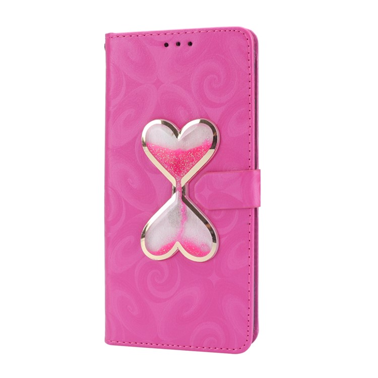 Love Heart Hourglass Quicksand Wallet Flip PU Leather Phone Case for Asus Zenfone 5Z ZS620K - Rose-4