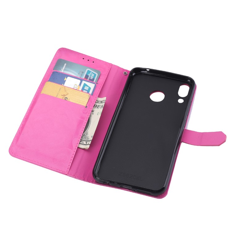 Love Heart Hourglass Quicksand Wallet Flip PU Leather Phone Case for Asus Zenfone 5Z ZS620K - Rose-7