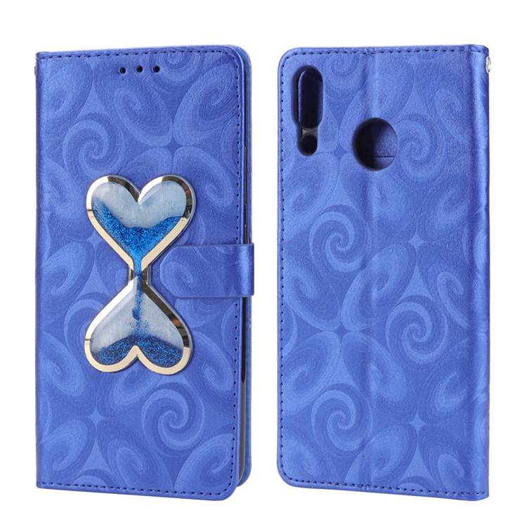 Love Heart Hourglass Quicksand Wallet Flip PU Leather Mobile Cover for Asus Zenfone 5Z ZS620K - Blue-3